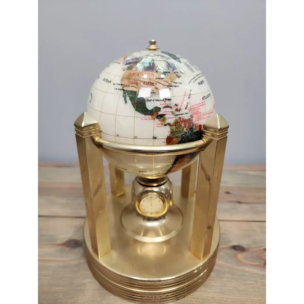 Alexander Kalifano Gemstone World Globe Mother of Pearl 10